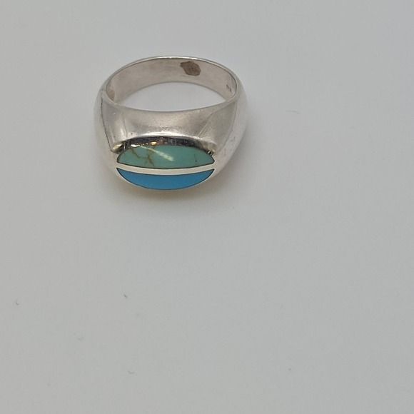 Vintage NF Thailand Ring Turquoise Howlite Inlaid 925 Sterling Silver Size 7 - Picture 5 of 15